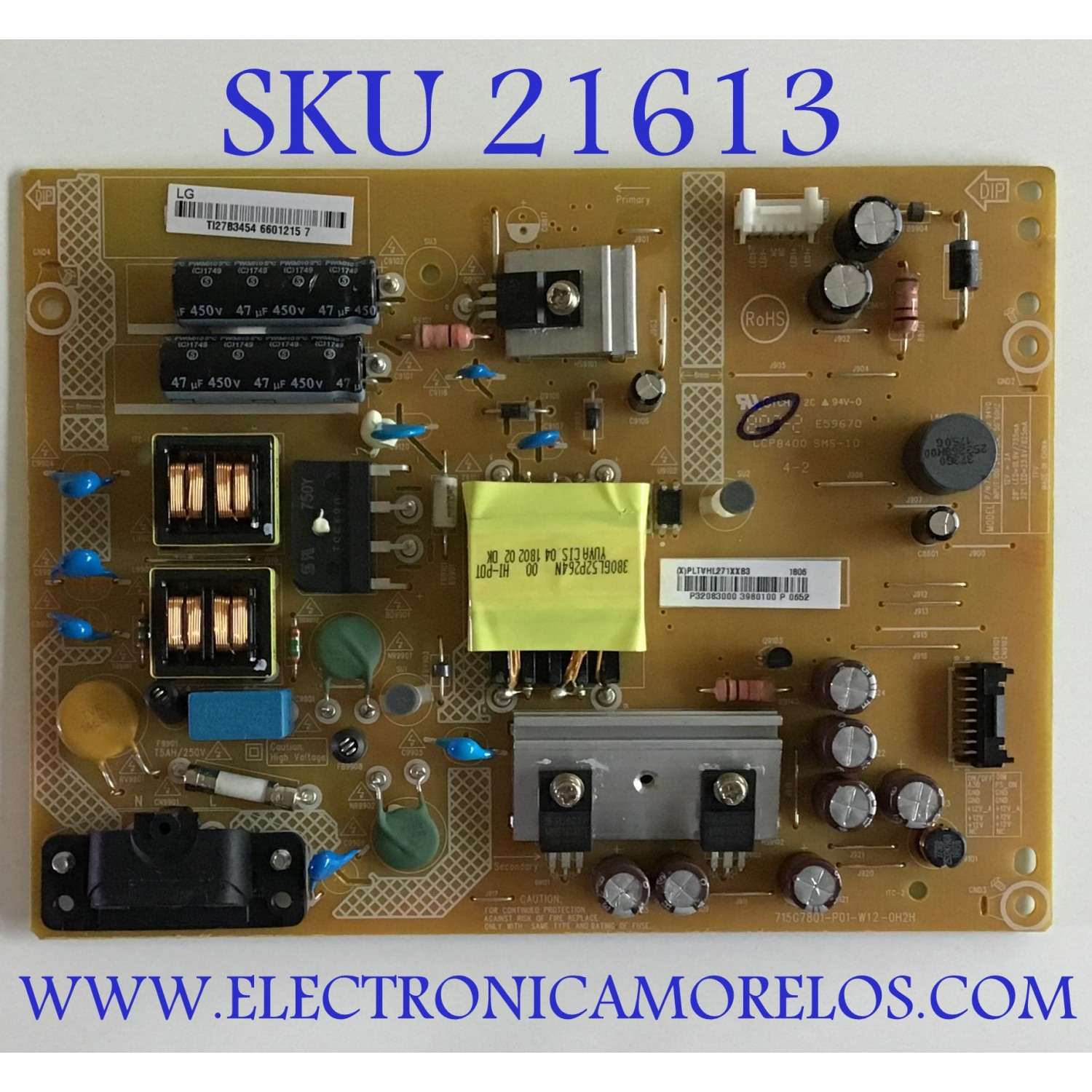 FUENTE DE PODER PARA TV vizio / NUMERO DE PARTE  PLTVHL271XXB3 / 715G7801-P01-W12-0H2H / 32083000