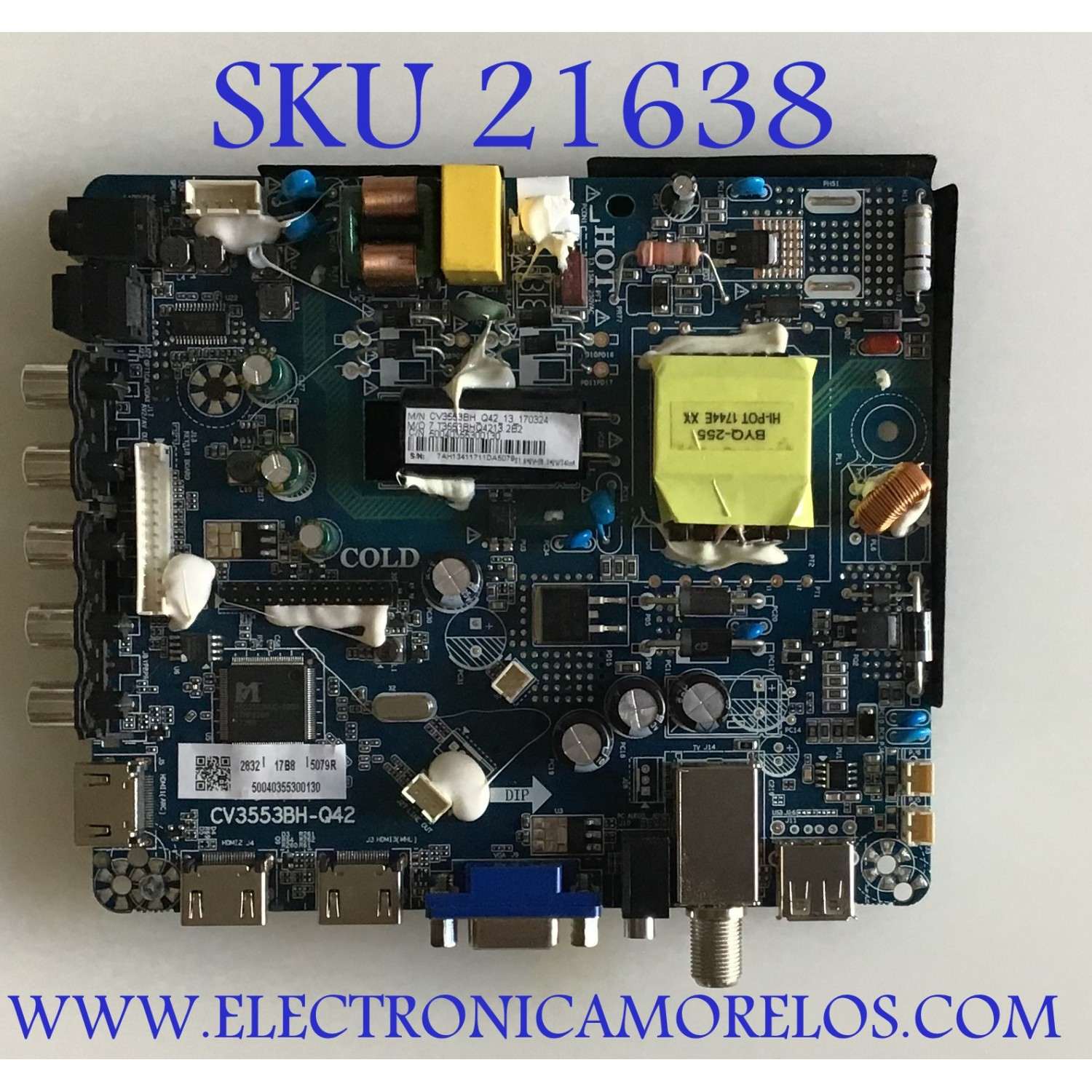 MAIN FUENTE (COMBO) FURRION / 5004035355300130 / CV3553BH-Q42 / 7AH13411 / 170324 / PANEL HK315LEDM-JH69H / MODELO FEHS32D9A