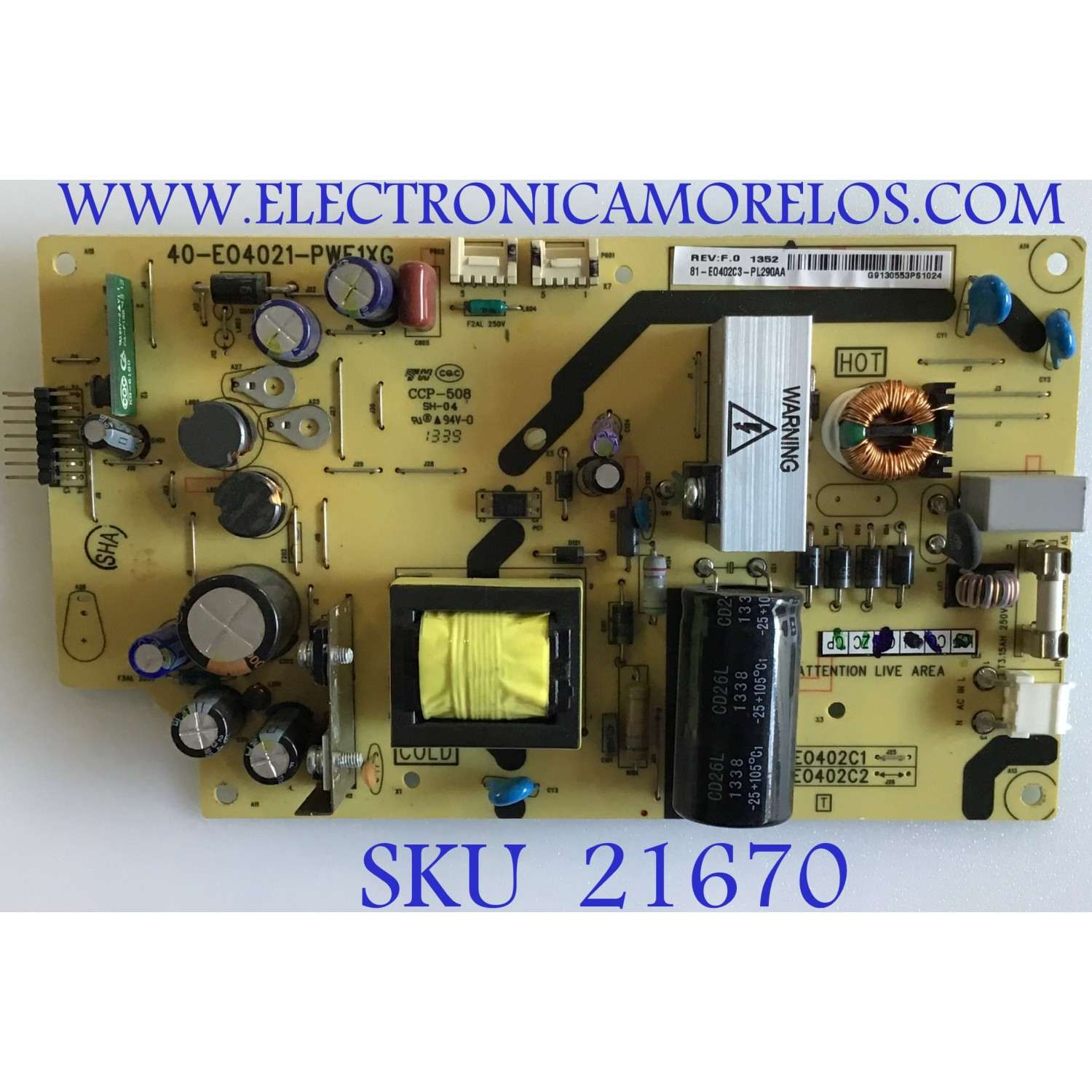 FUENTE DE PODER TCL / 81-E0402C3-PL290AA / 40-E04021-PWF1XG / E0402C1 / PANEL LVF400NDDL / MODELO LE40FHDE3010TDAA
