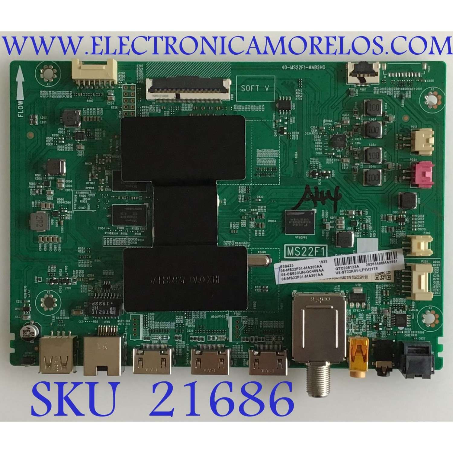 MAIN TCL / 08-CS65CUN-OC409AA / 40-MS22F1-MAB2HG / 08-MS22F01-MA300AA / V8-ST22K01-LF1V2178 / PANEL LVU65NDEL CD9W12 V2 / MODELO 65S425