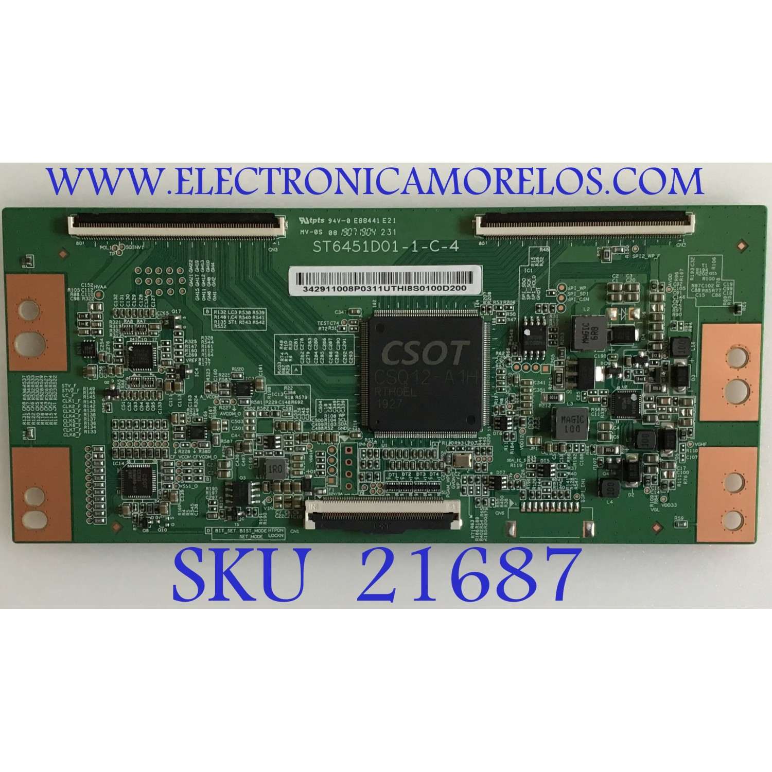 T-CON TCL / 34.29110.08P / ST6451D01-1-C-4 / 342911008P / PANEL LVU65NDEL CD9W12 V2 / DISPLAY ST6451D01-1 / MODELO 65S425