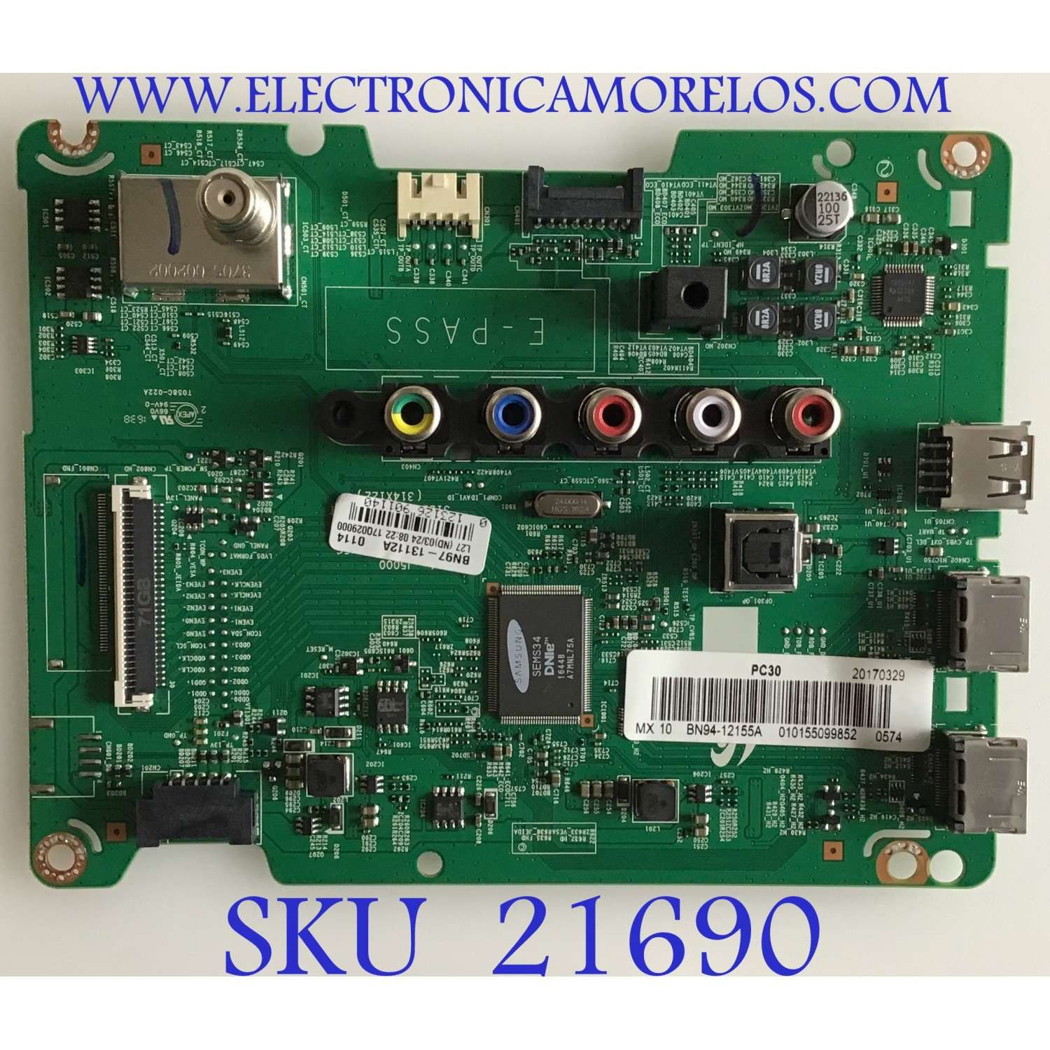 MAIN SAMSUNG / BN94-12155A / BN41-02415C / BN97-13112A / PANEL HH028AGE-R1 / MODELO UN28H4000BFXZA XA02