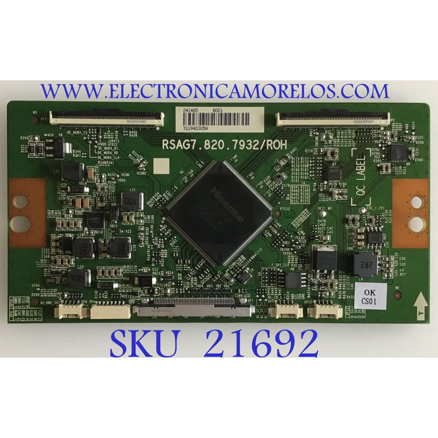 T-CON SHARP / 241465 / RSAG7.820.7932/ROH / PANEL HD550S1U51-TAL2B1\S0\GM\BBY\ROH / MODELO LC-55LBU711U