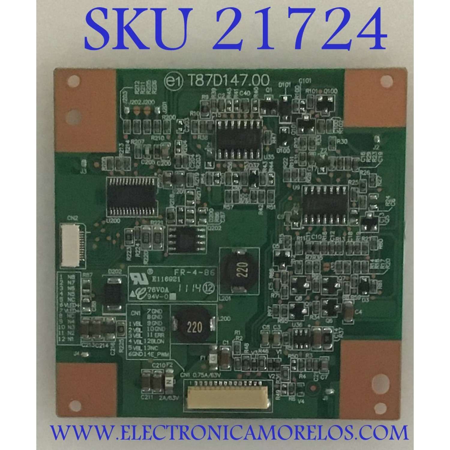T-CON TOSHIBA / 27-D055082 / T87D147.00 / PANEL V236H1-LE4 REV.C3 / MODELO 24SLV411U