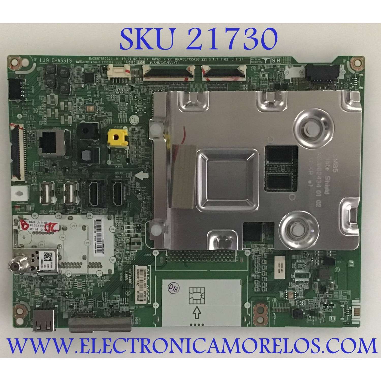 MAIN LG CLASS 4K SMART UHD TV / EBT66218001 / 65737201 / 89179501 / EAX68785004 (1.0) / PANEL NC750DQF-AAHR1 / MODELO 75UM8070PUA.AUSYLOR