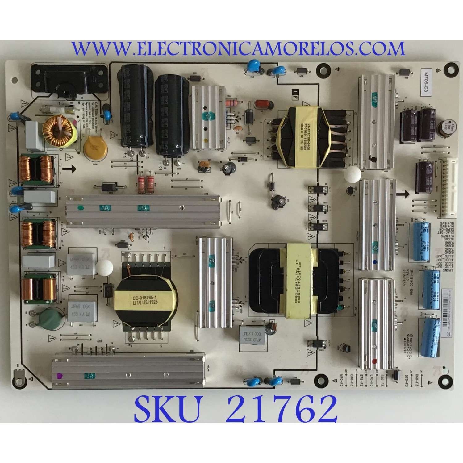 FUENTE DE PODER VIZIO / 09-70CAR0U0-01 / 1P-1181X00-1010 / PANEL SD700DUA-4 / MODELOS M706-G3 LFTRYTKV / M706-G3 LFTRYTKW