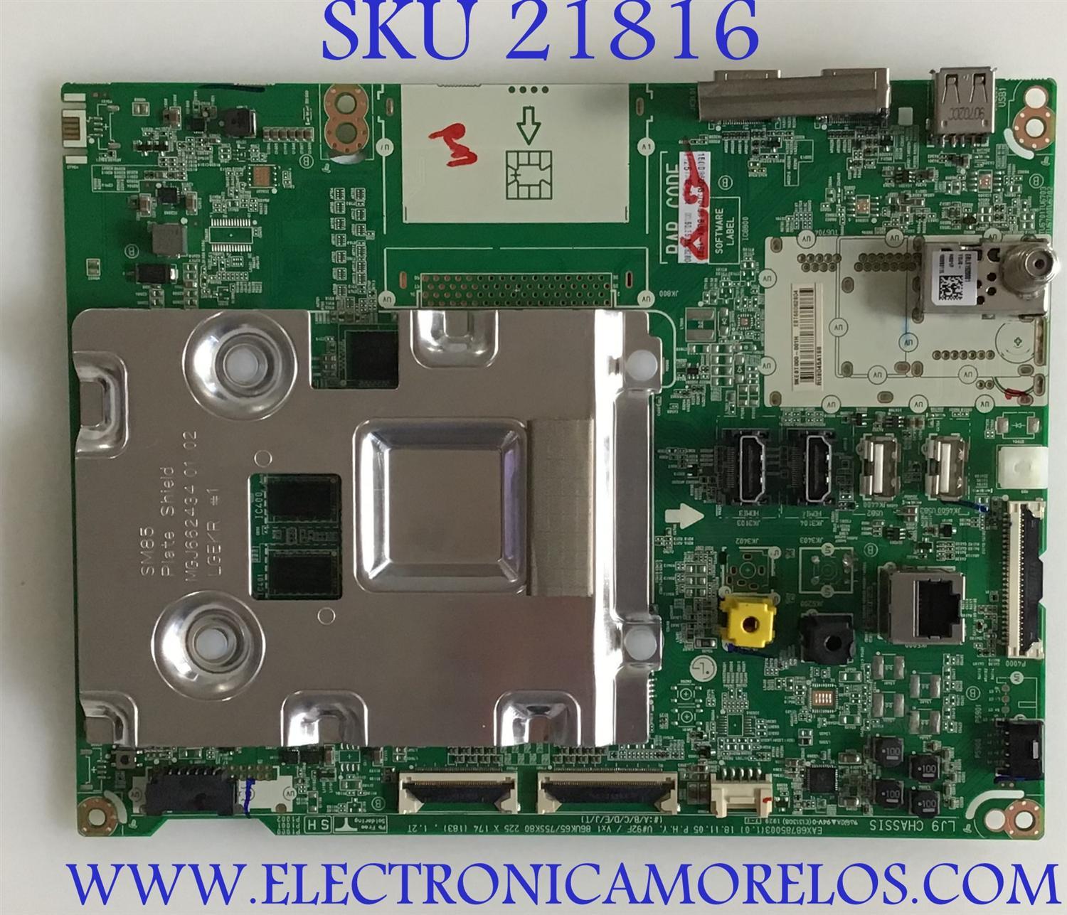 MAIN PARA TV LG 4K·UHD·HDR SMART TV / NUMERO DE PARTE EBT66082804 / EAX68785003 / 66082804 / EAX68785003(1.0) / PANEL HC860DQF-SLUR2-2142 / MODELO 86UM8070AUB / 86UM8070AUB.BUSYLJR