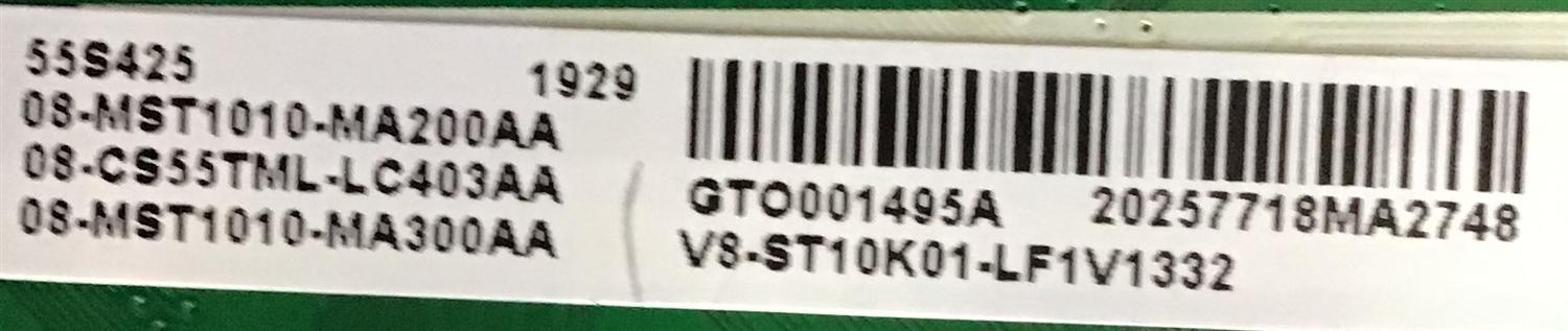 MAIN TCL / 08-CS55TML-LC403AA / 40-MST10R-MAB2HG / 08-MST1010-MA200AA / V8-ST10K01-LF1V1332 / PANEL LVU550NDEL / MODELOS 55S425 LDAA / 55S423 - Imagen 4