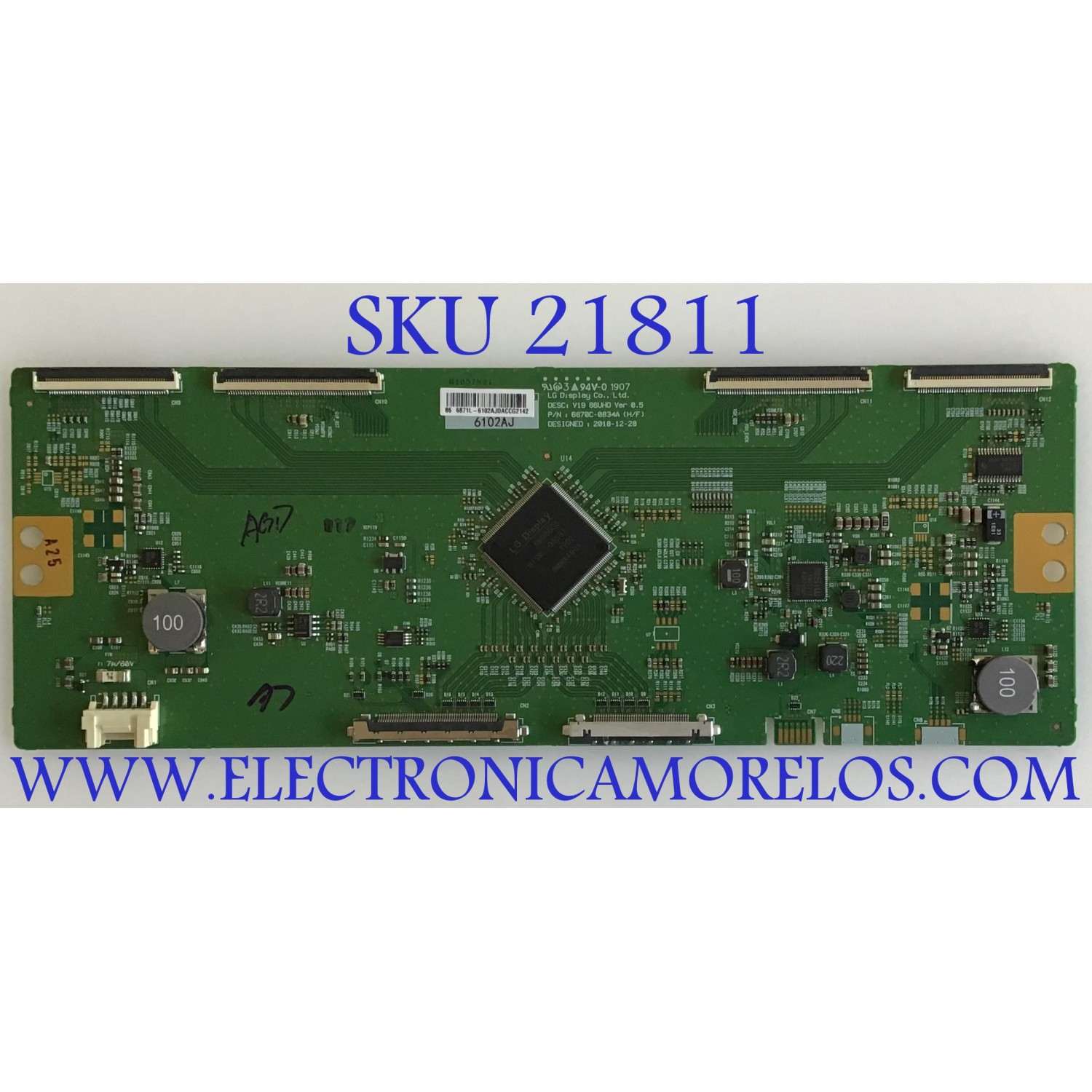 T-CON PARA TV LG NANOCELL SMART TV / NUMERO DE PARTE 6871L-6102A / 6870C-0834A / PANEL´S NC860DQD-AAHH1 / NC860DQD-AAHH5 / MODELOS 86NANO90UNA / 86NAN091ANA / 86SM9070PUA / 86NAN090UNA / 86NAN091ANA / 86NANO90UNA.BUSWLJR / 86NAN091ANA.BUSWLJR