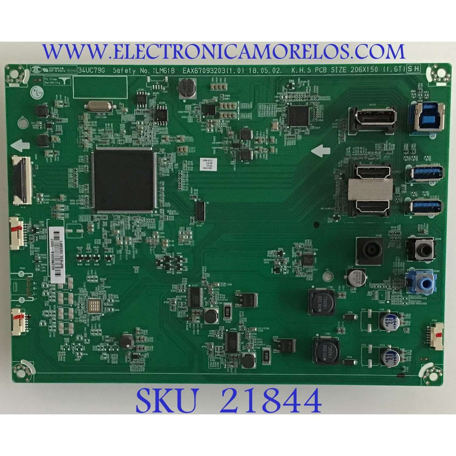 MAIN MONITOR / EAX67093203 / NP93L105M1 / PANEL LM340WW2 (SS)(A1) / MODELO 34UC79G-B.AUSSMPN