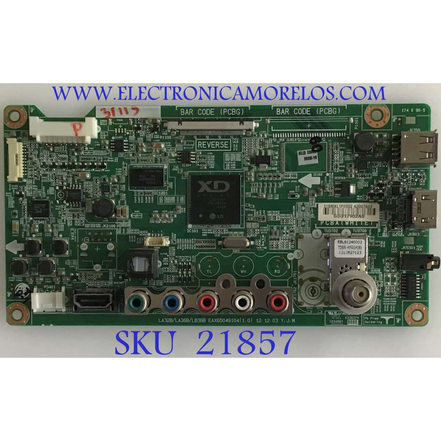 MAIN PARA TV LG / NUMERO DE PARTE 62007603 / EBR62007603 / EAX65049104 / EAX65049104(1.0) / PANEL´S HC390DUN-VCFP1-21XX / T390HVN02.2 / MODELOS 39LN5300-UB /39LN5300-UB.AWMJLJM / 39LN5300-UB.AUSDLJM