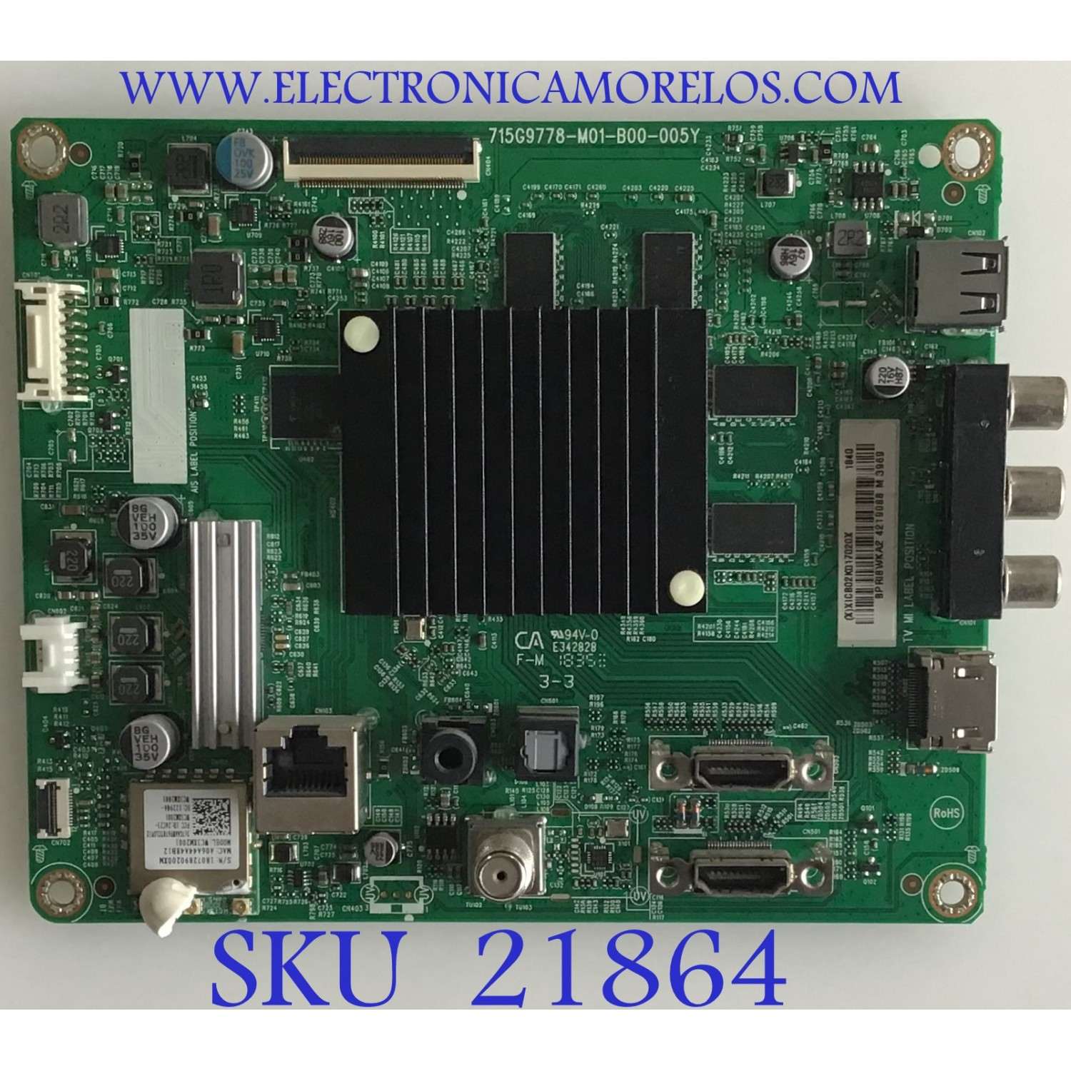 MAIN PARA TV VIZIO / NUMERO DE PARTE 756TXICB02K017 / 715G9778-M01-B00-005Y / (X)XICB02K017020X / BPRI8WKA2 / PANEL TPT550F2-PU2L02.Q REV:S02A / DISPLAY LC546PU2L02 / MODELOS D55X-G1 / D55X-G1 LTMDXWAU / D55X-G1 LTMWWUMV / D55X-G1 LTMDXWAV