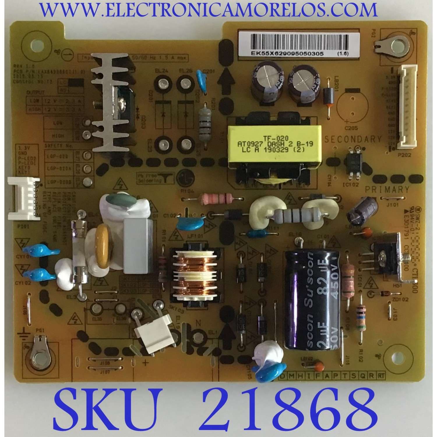 FUENTE DE MONITOR LG / EAY62909505 / EAX64998607(1.0) / 62909505 / PANEL LM270WR3 (SP)(A1) / MODELO 27UD58-BA.AUSLQPN