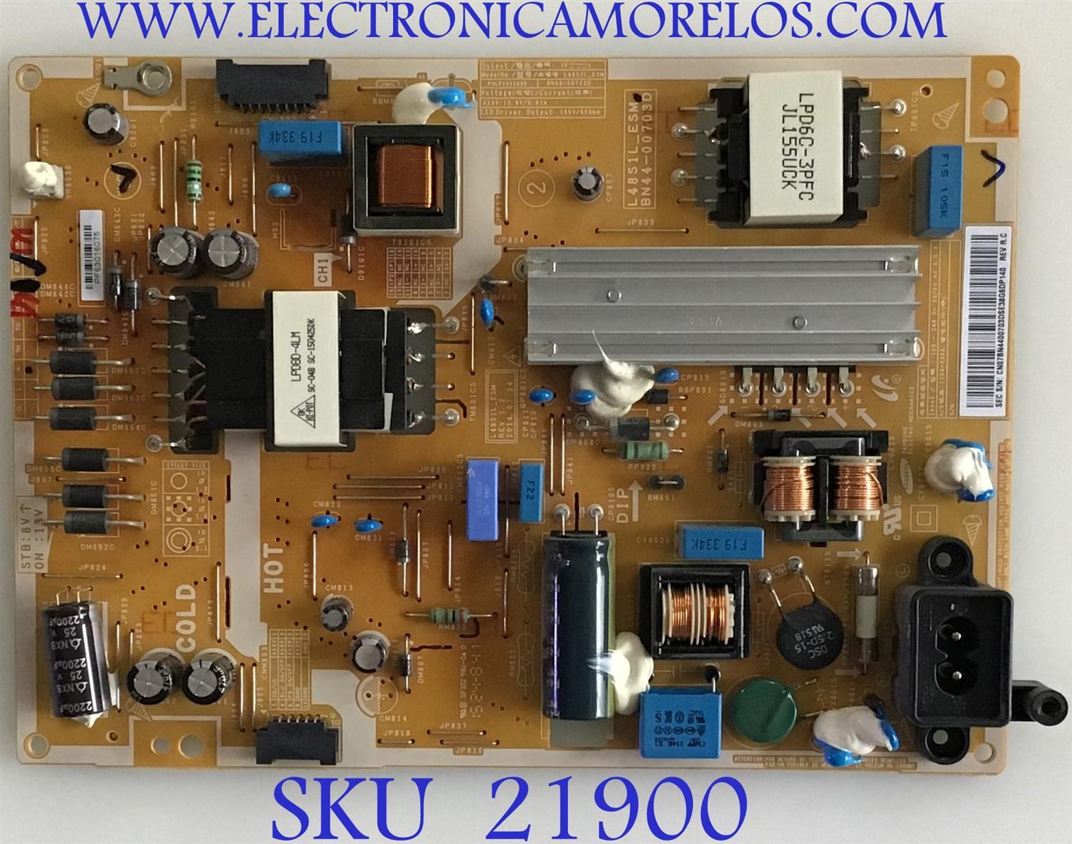 FUENTE DE PODER SAMSUNG / BN44-00703D / L48S1L_ESM / BN4400703D / PANEL CY-GH048BGLV6H / MODELO HG48ND678DFXZA UU02