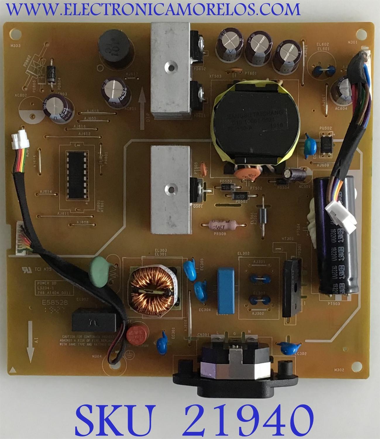 FUENTE DE PODER DELL / 748.A1404.0011 / L5234-1 / PANEL LSM238ML04-C01 / LM238WF4(SS)(A1) /  MODELO U2417H