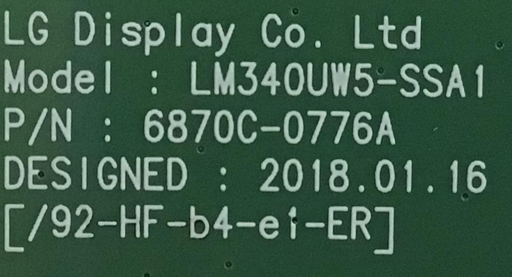 T-CON LG / 6871L-5652B / 6870C-0776A / PANEL LM340UW5(SS)(A1) / MODELO 34GK950F-BG.AUSOMPN - Imagen 3