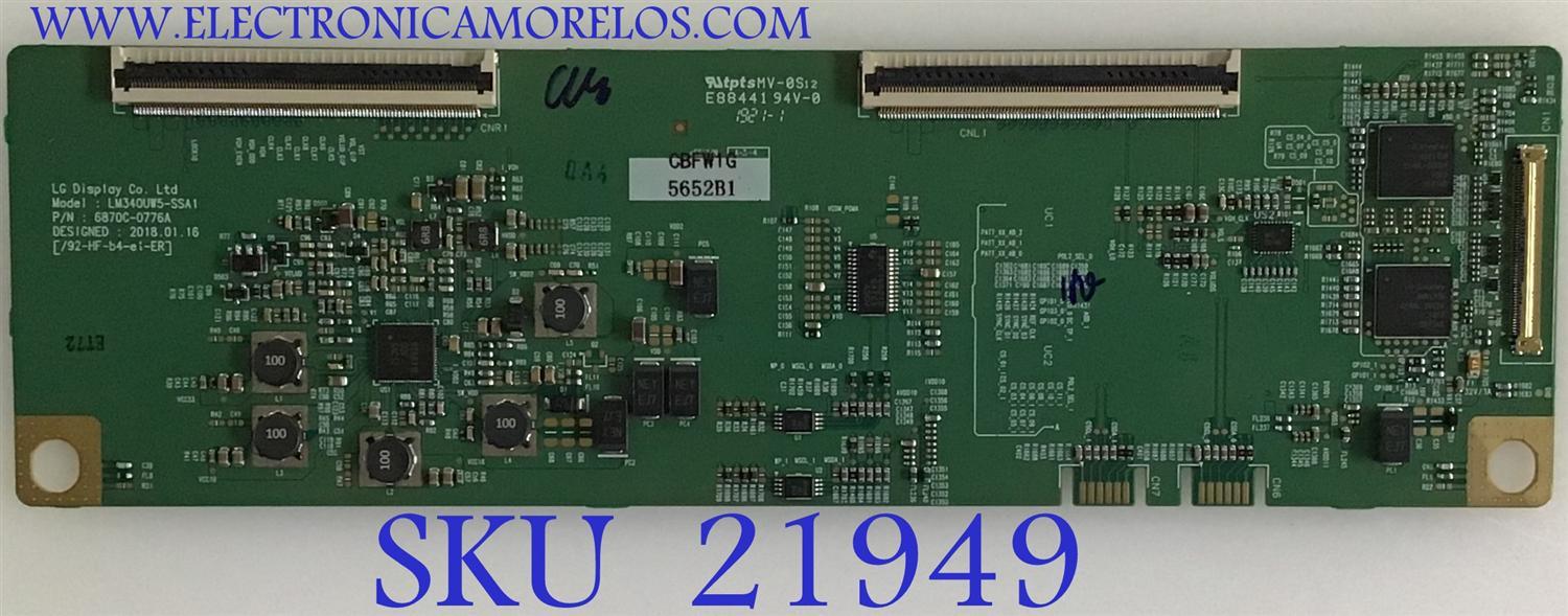 T-CON LG / 6871L-5652B / 6870C-0776A / PANEL LM340UW5(SS)(A1) / MODELO 34GK950F-BG.AUSOMPN