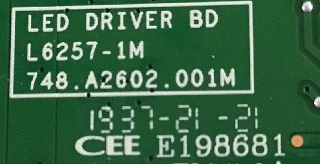 LED DRIVER DELL / 748.A2602.001M / L6257-1M / PANEL LM250WQ3(SS)(A1) / MODELO U2518DT - Imagen 3