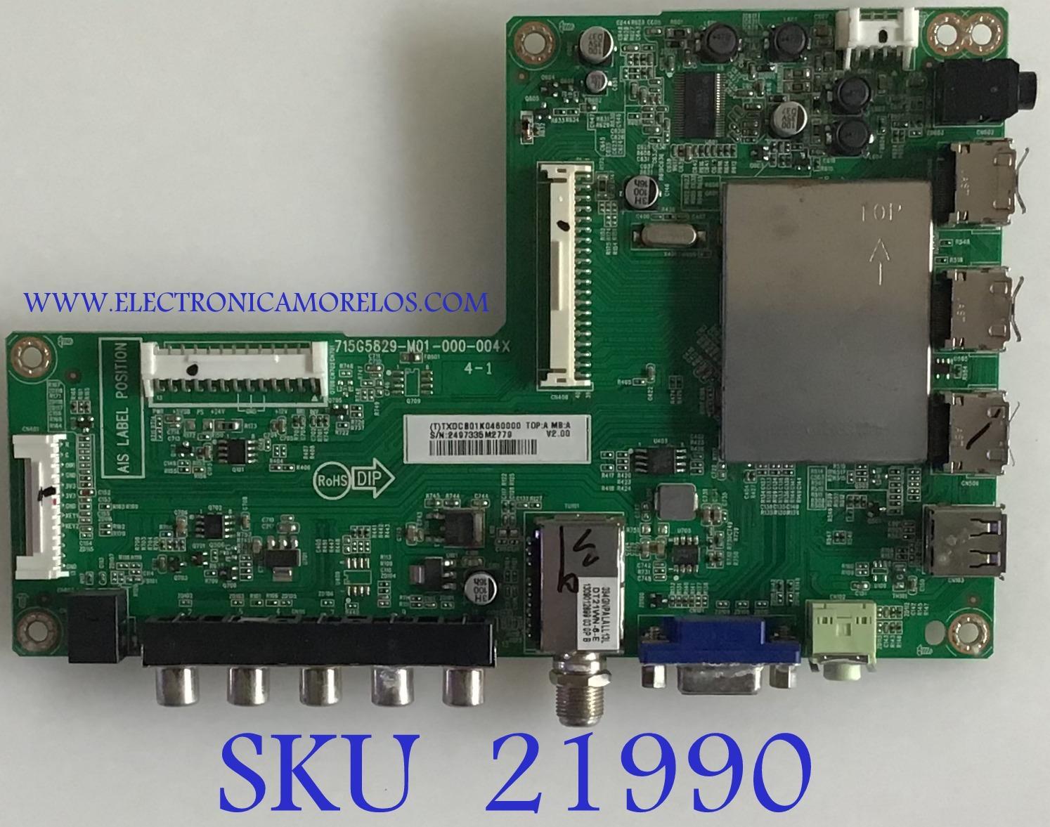 MAIN INSIGNIA / 756TXDCB01K046 / 715G5829-M01-000-004K / (T)TXDCB01K0460000 / PANEL TPT390J1-HVN04 REV:S000 / MODELO NS-39E400NA14