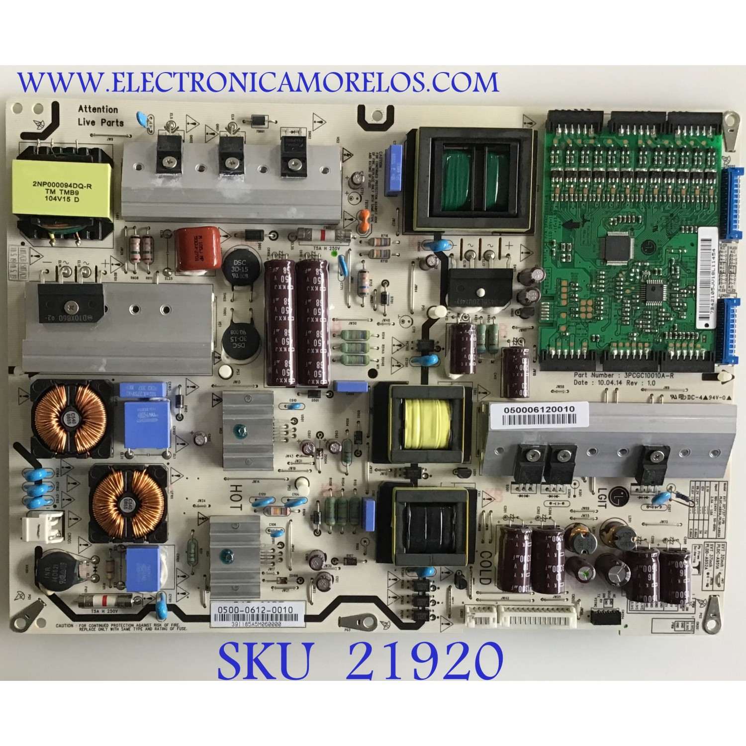 FUENTE DE PODER VIZIO / 0500-0612-0010 / 3PCGC10010A-R / 050006120010 / PLDC-A951A / PANEL LC320EUH-(SC)(R1) / MODELO XVT323SV