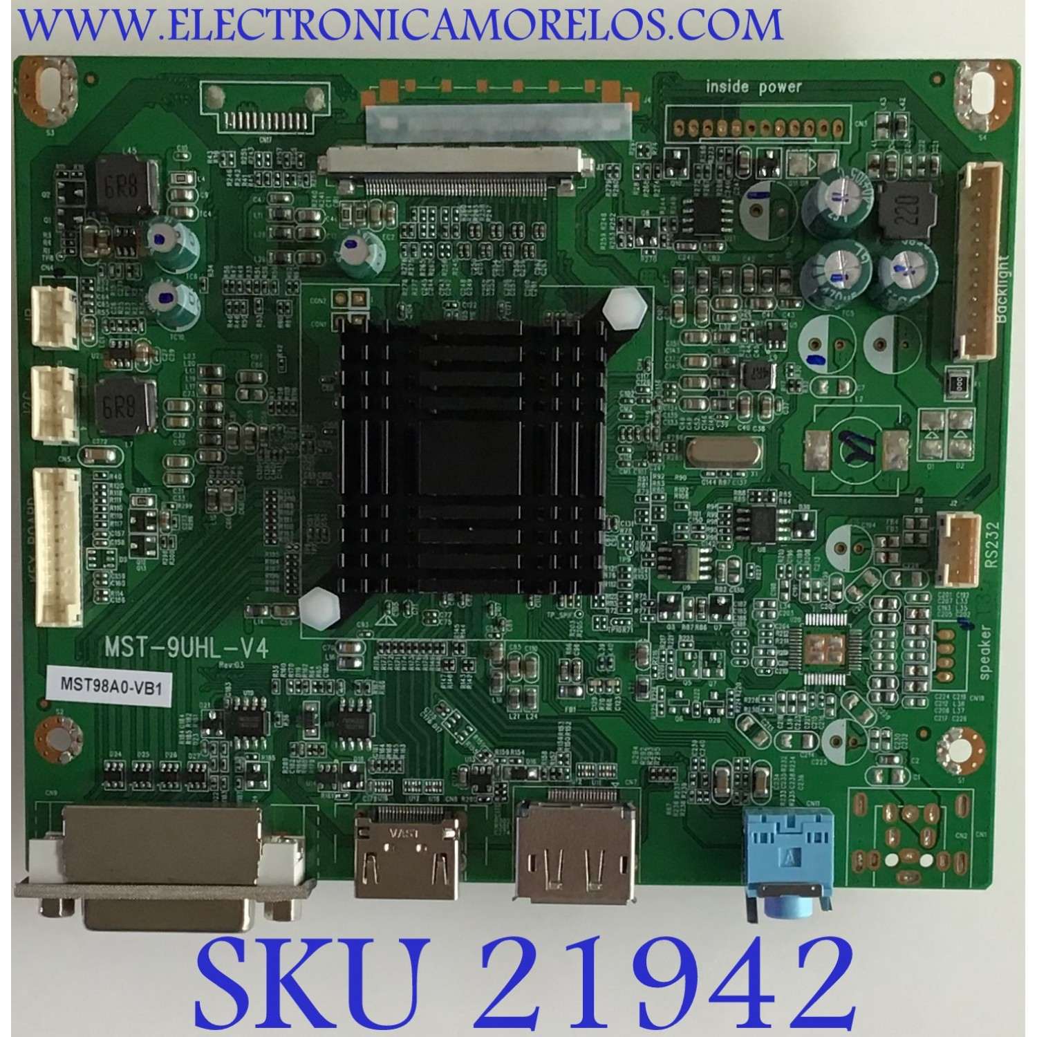 MAIN VIOTEK MONITOR / JRYL08C-U12DV / MST-9UHL-V4 / MST98A0.VB1 / 821-50762 / MODELO GN35DA