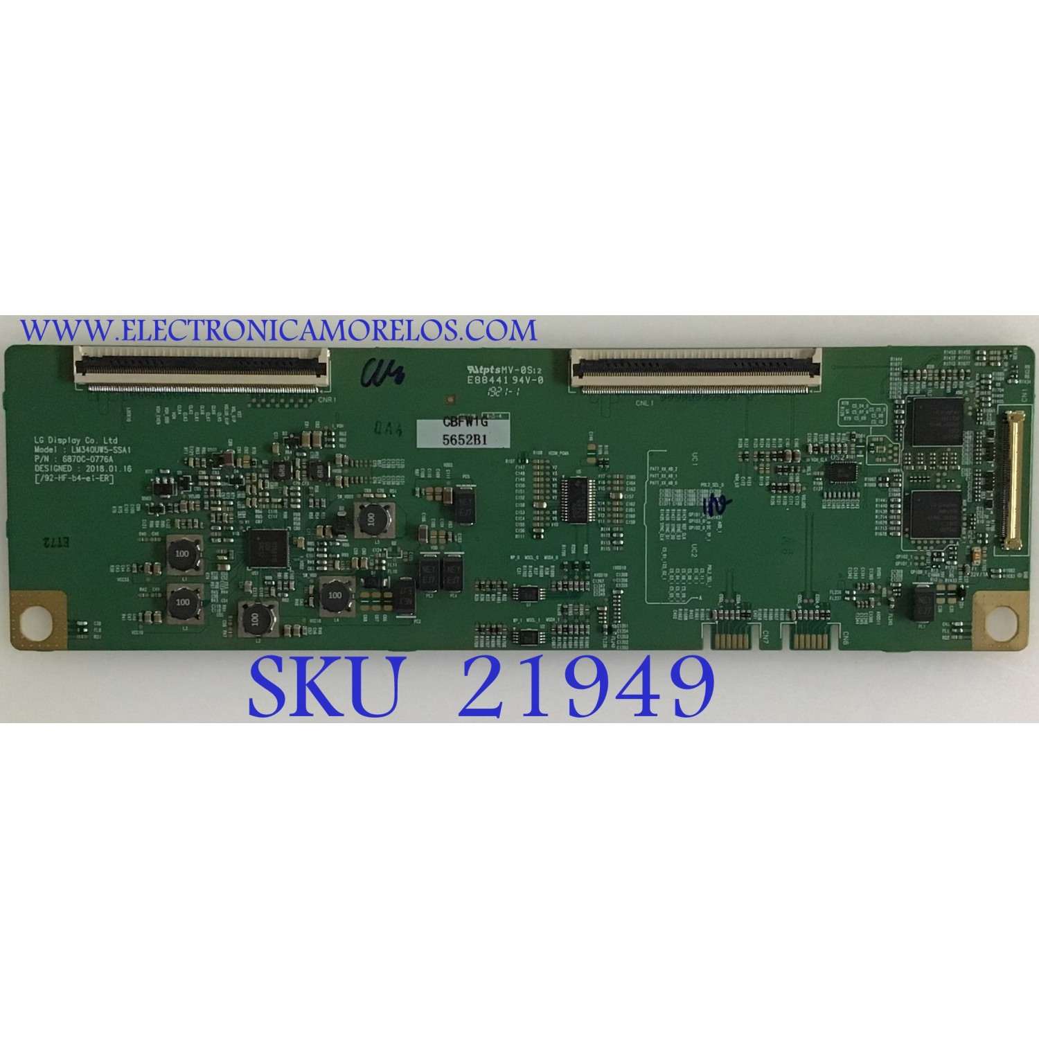 T-CON LG / 6871L-5652B / 6870C-0776A / PANEL LM340UW5(SS)(A1) / MODELO 34GK950F-BG.AUSOMPN