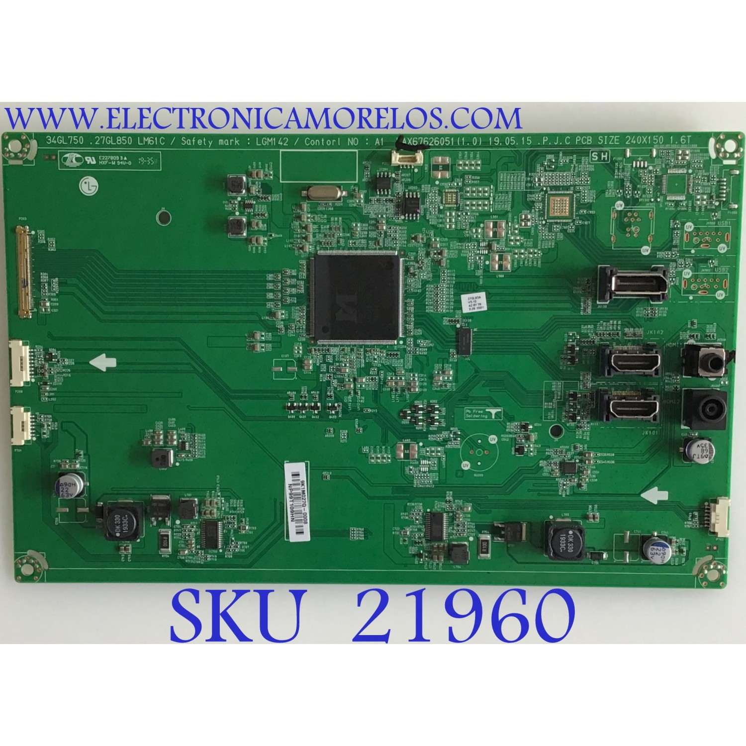 MAIN MONITOR LG / EAX67626051 / EAX67626051 (1.0) / NP99T109HN / PANEL LM270WQA (SS)(A1) / MODELO 27GL83A-BB.AUSOMPN