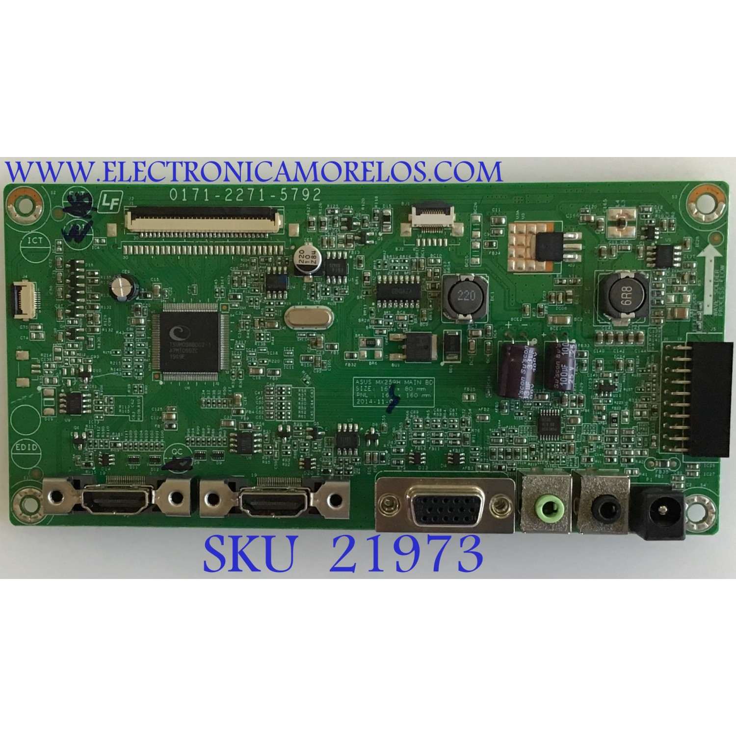MAIN MONITOR ASUS / 3525-0143-0150 / 0171-2271-5792 / PANEL  RB5LM250WF5(SA)(AF) / MODELO MX259HS