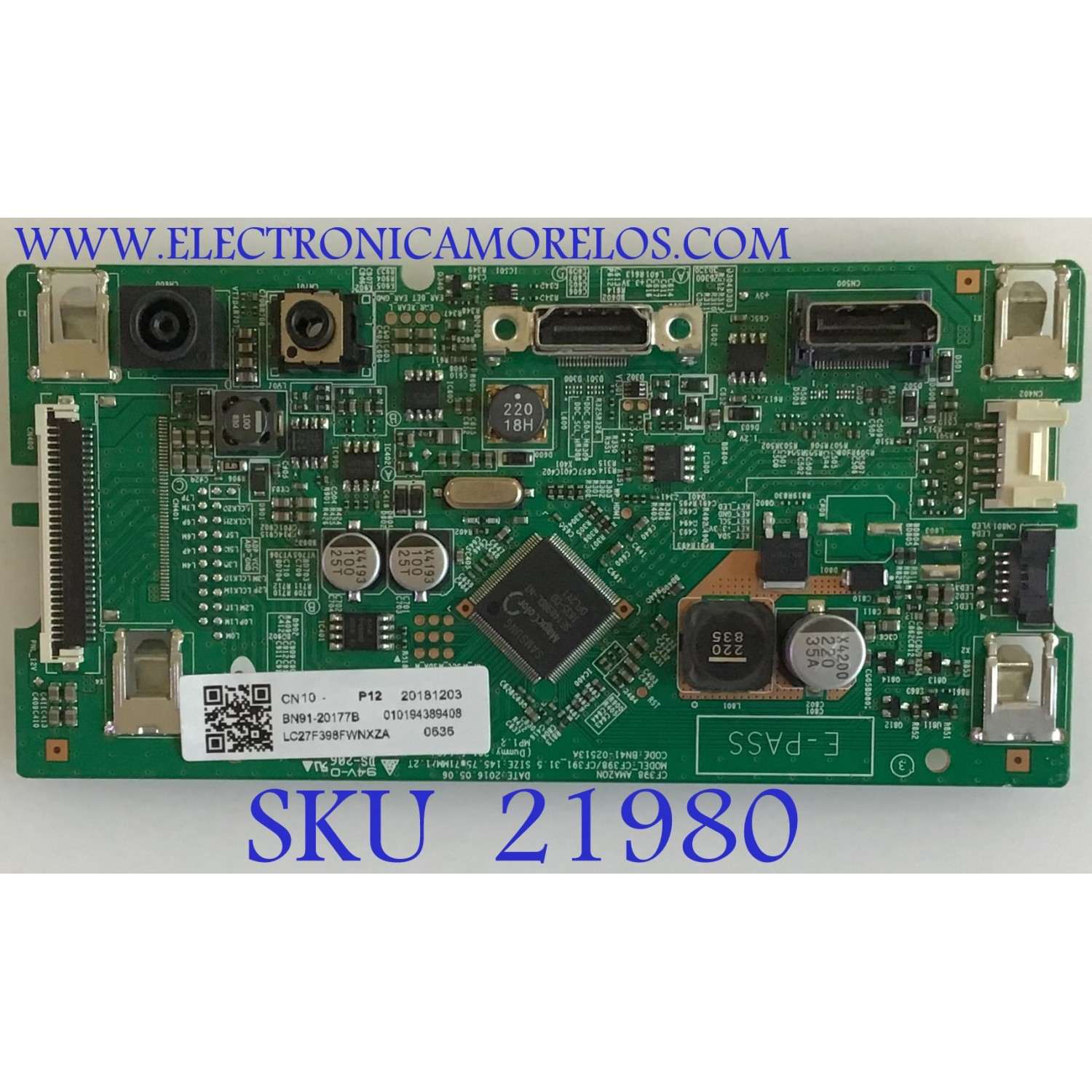 MAIN MONITOR SAMSUNG / BN91-20177B / BN41-02513A / PANEL CY-PK270BNAV1F / MODELO LC27F398FWNXZA AA10