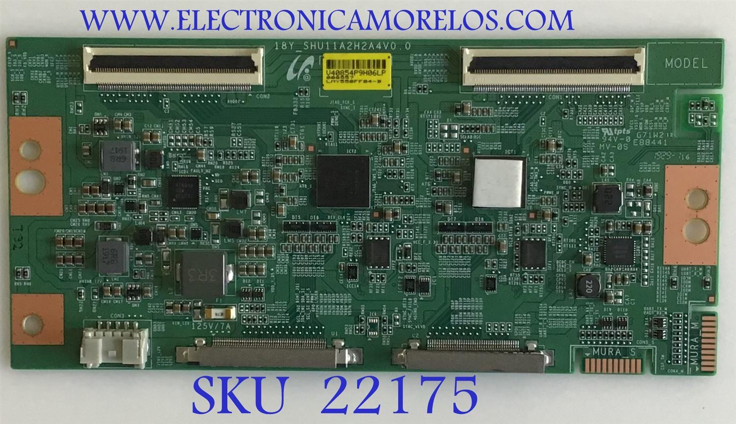 T-CON PARA TV SONY BRAVIA / NUMERO DE PARTE LJ94-40854P / 18Y_SHU11A2H2A4V0.0 / 40854P / PANEL YD8F007DND01B / MODELO XBR-55X900F / XBR55X900F