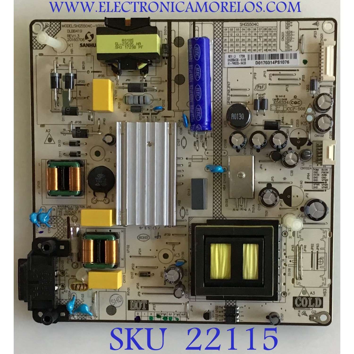 FUENTE DE PODER HITACHI / 81-PWE055-H4C30 / SHG5504C-101H / SHG5504C30-101HB / 20160706