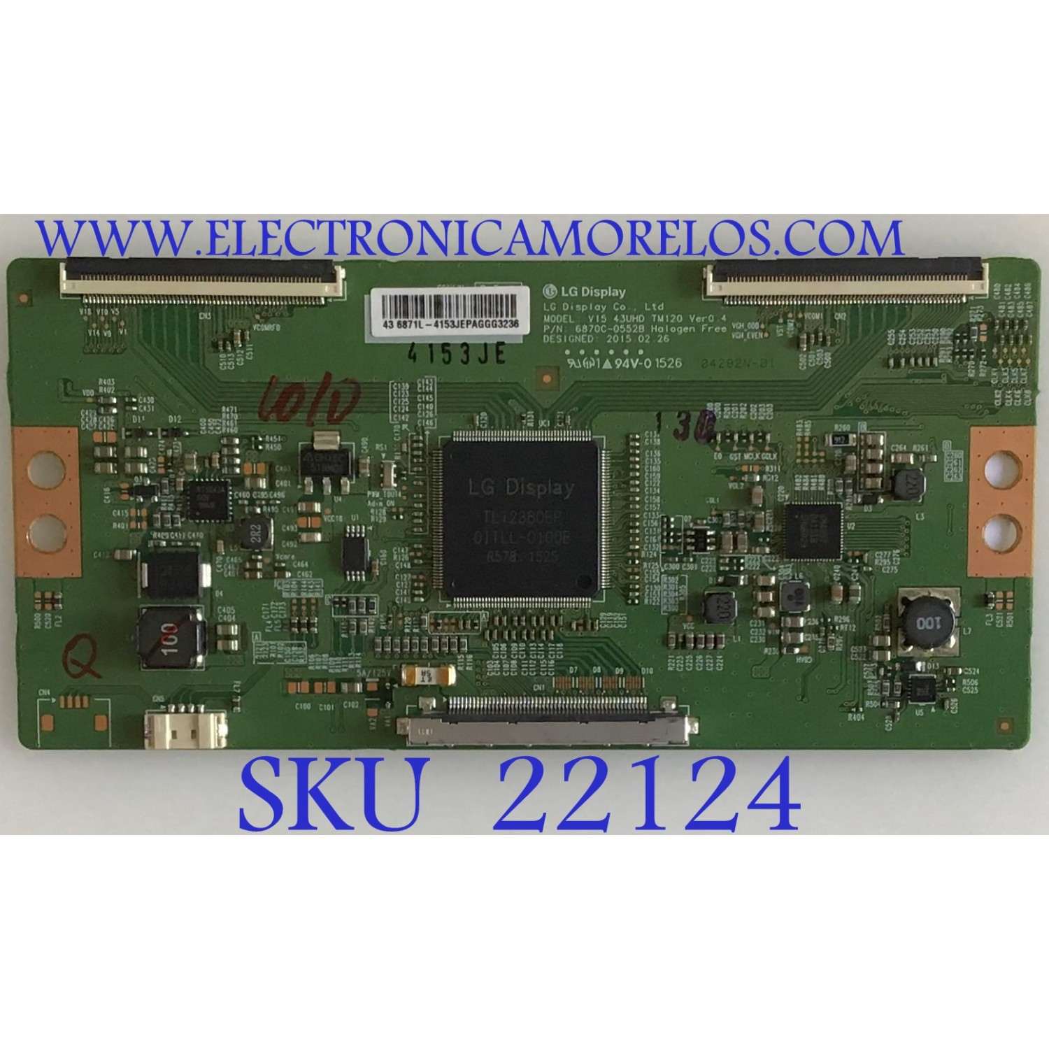T-CON LG / 6871L-4153J / 6870C-0552B / PANEL NC430DGE-SADP2 / MODELO 43UF6400-UA.BUSYLJM