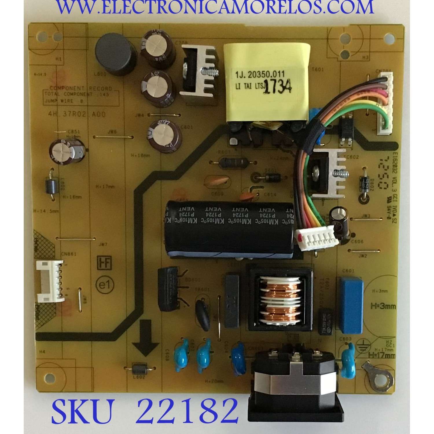 FUENTE DE PODER PARA MONITOR DELL / 5E37T02003 / 4H.37R02.A00 / 01100 / PANEL MV238FHM-N30 REV A00 / MODELO P2417HB