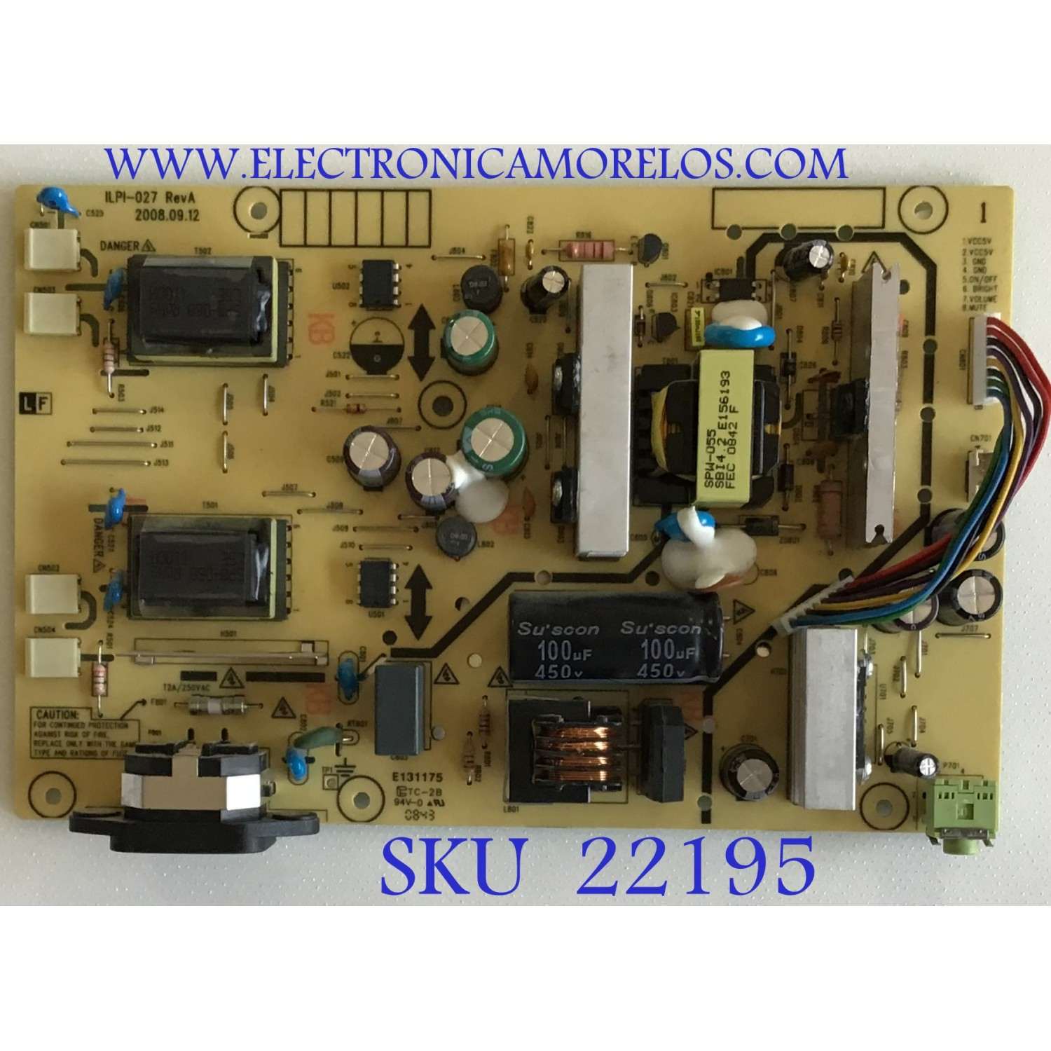 FUENTE DE PODER PARA MONITOR HP / 790871400A00R / 490481400600R / ILPI-027 REVA / PANEL LM190WX1 (TL)(D1) / MODELO 19-INCH