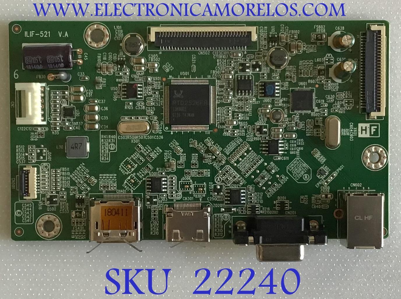 MAIN PARA MONITOR HP / 790NR1300D00H01 / 494A001W1300H08 / ILIF-521 V.A / PANEL MV215FHM-N40 / MODELO E223