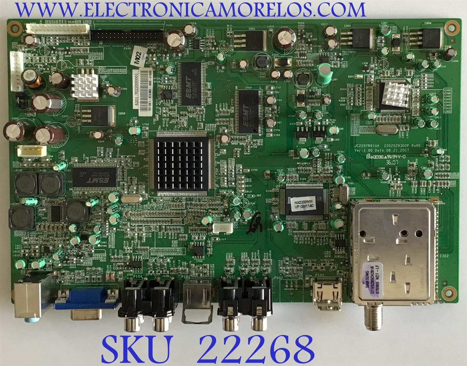MAIN PARA MONITOR VIEWSONIC / 6201-7022000001 / 2202529300P / JC229TR61UA / PANEL CLAA220WA / MODELO NX2232W