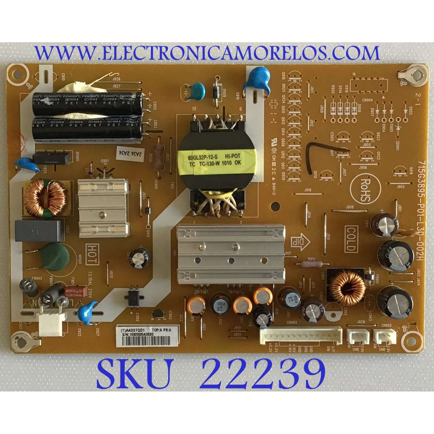 FUENTE DE PODER AOC / A4307QD1 / 715G3895-P01-L30-002H / (T)A4307QD1 / PANEL TPM215HW01-H1L01 REV:C1D / MODELO LE22H067