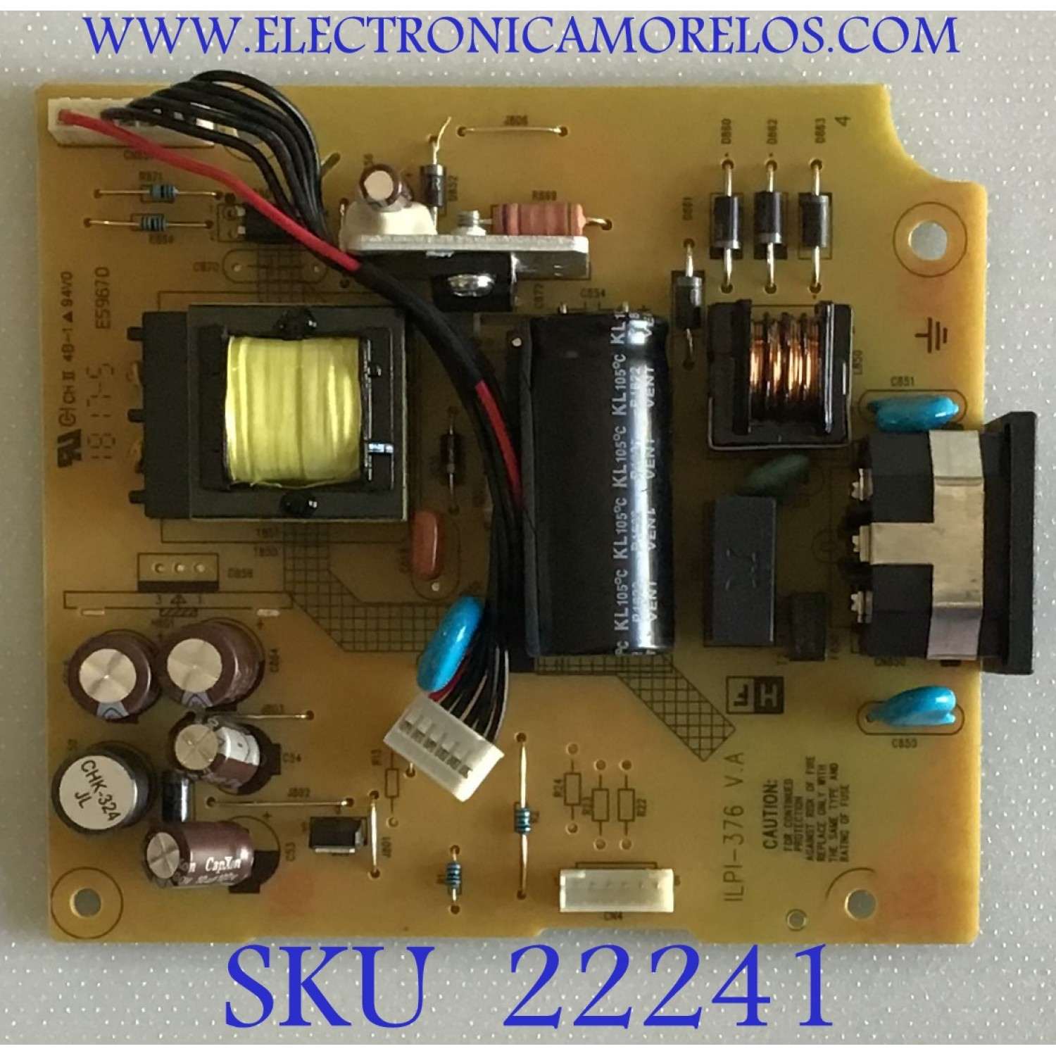 FUENTE DE PODER PARA MONITOR HP / 790NR1400D00H01 / 491A01281400H03 / ILPI-376 V.A / PANEL MV215FHM-N40 / MODELO E223