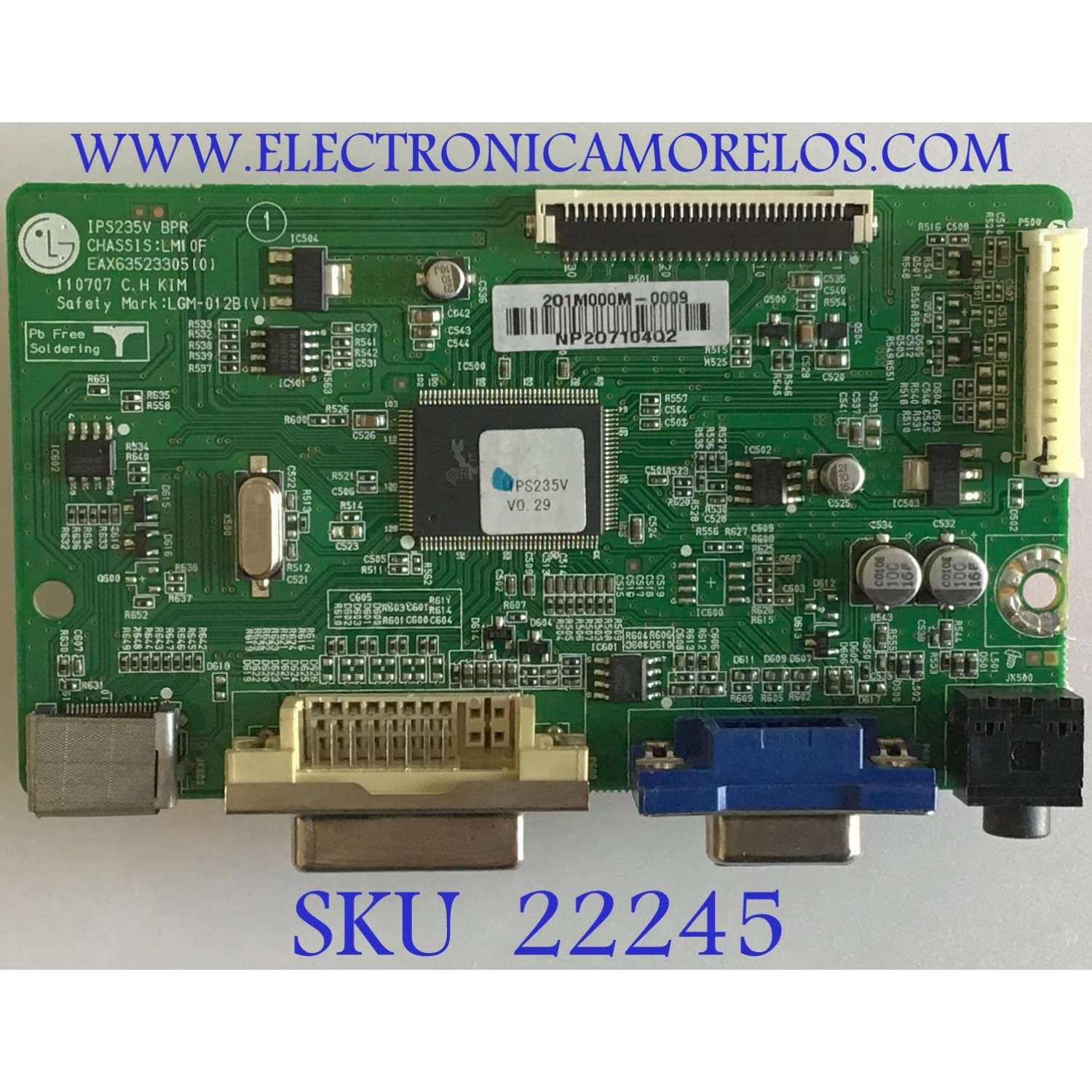 MAIN PARA MONITOR LG / EAX63523305 / EAX63523305(0) / NP207104Q2 / PANEL LM230WF3 (SL)(E1) / MODELO IPS235V-BNX.AUSHRSN