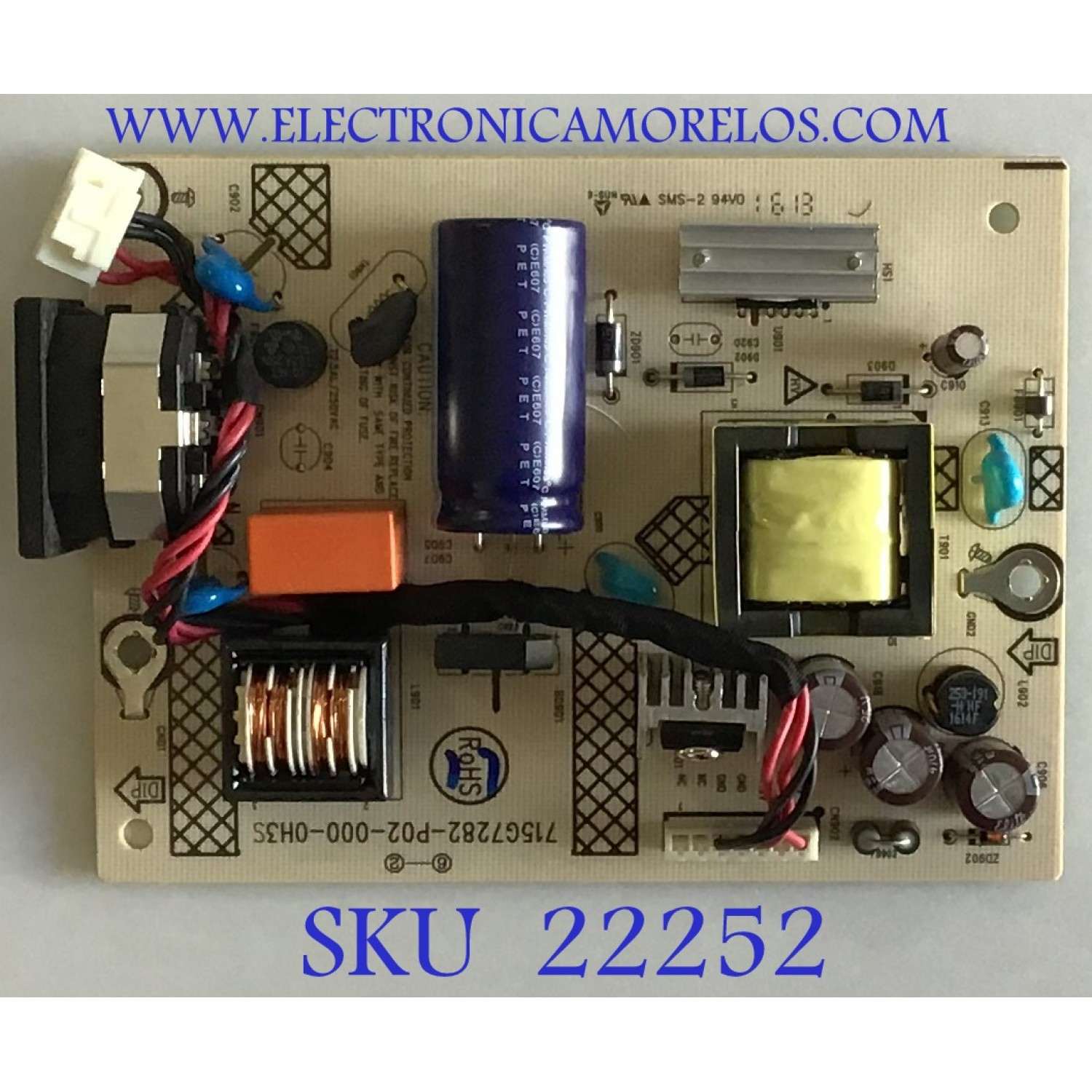 FUENTE DE PODER PARA MONITOR HP / QFCB0HP009000Q / 715G7609-M01-000-0H4L / (F)QFCB0HP009000Q / PANEL LM215WF3 (S1)(N1) / MODELO E222
