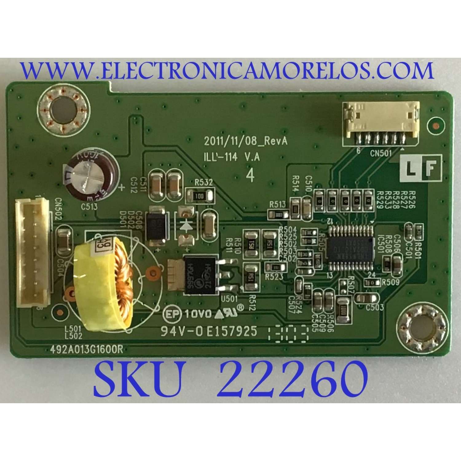 LED DRIVER PARA MONITOR VIEWSONIC / 79P230500502R / 492A013G1600R / ILL-114 V.A / PANEL M236HGE-L20 / MODELO VX2450WM-LED