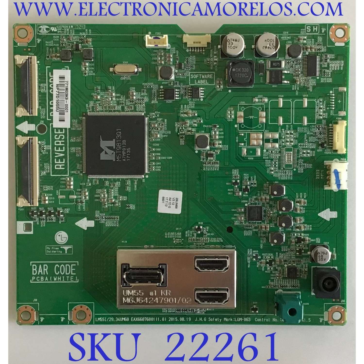 MAIN PARA MONITOR LG / EAX66876001 / EAX66876001(1.0) / NP77D1055U / PANEL LM290WW2 (SS)(C1) / MODELO 29UM68-PF.AUSHRPN