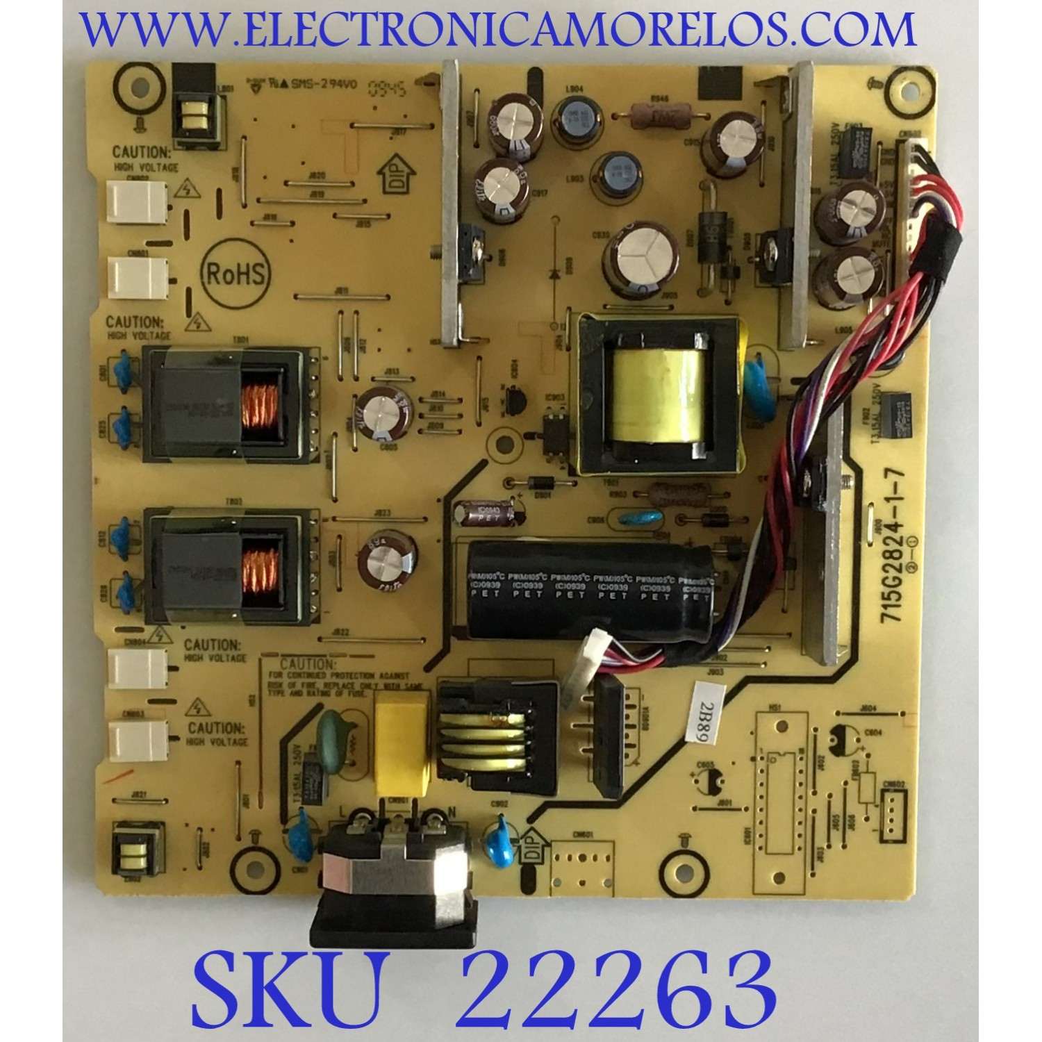 FUENTE DE PODER PARA MONITOR HP / 9E42SQYY / 715G2824-1-7 / (T)9E42SQYY / PANEL LTM230HT01 / MODELO W2338H