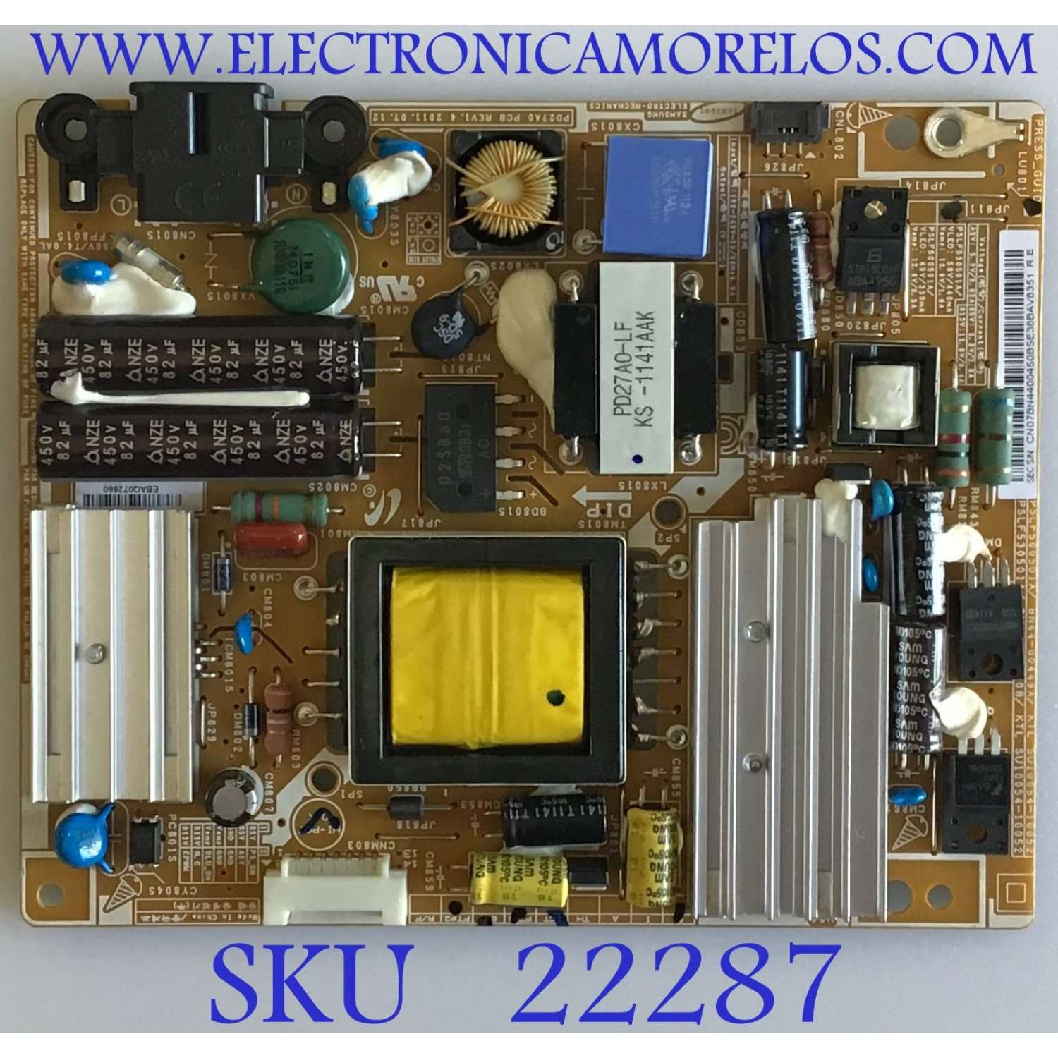 FUENTE DE PODER PARA MONITOR SAMSUNG / BN44-00450B / PSLF530501A / SU10054-10052 / PANEL M270HGE-L10  / MODELO LT27A300ND/ZA