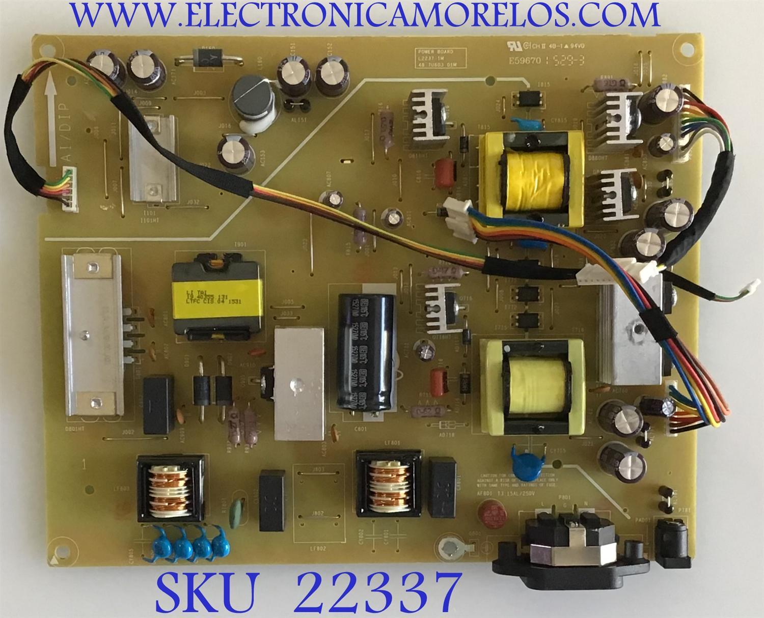 FUENTE DE PODER PARA MONITOR DELL / L2237-1M / 48.7U603.01M / PANEL LM290WW1 (SS)(A1) / MODELO U2913WMT