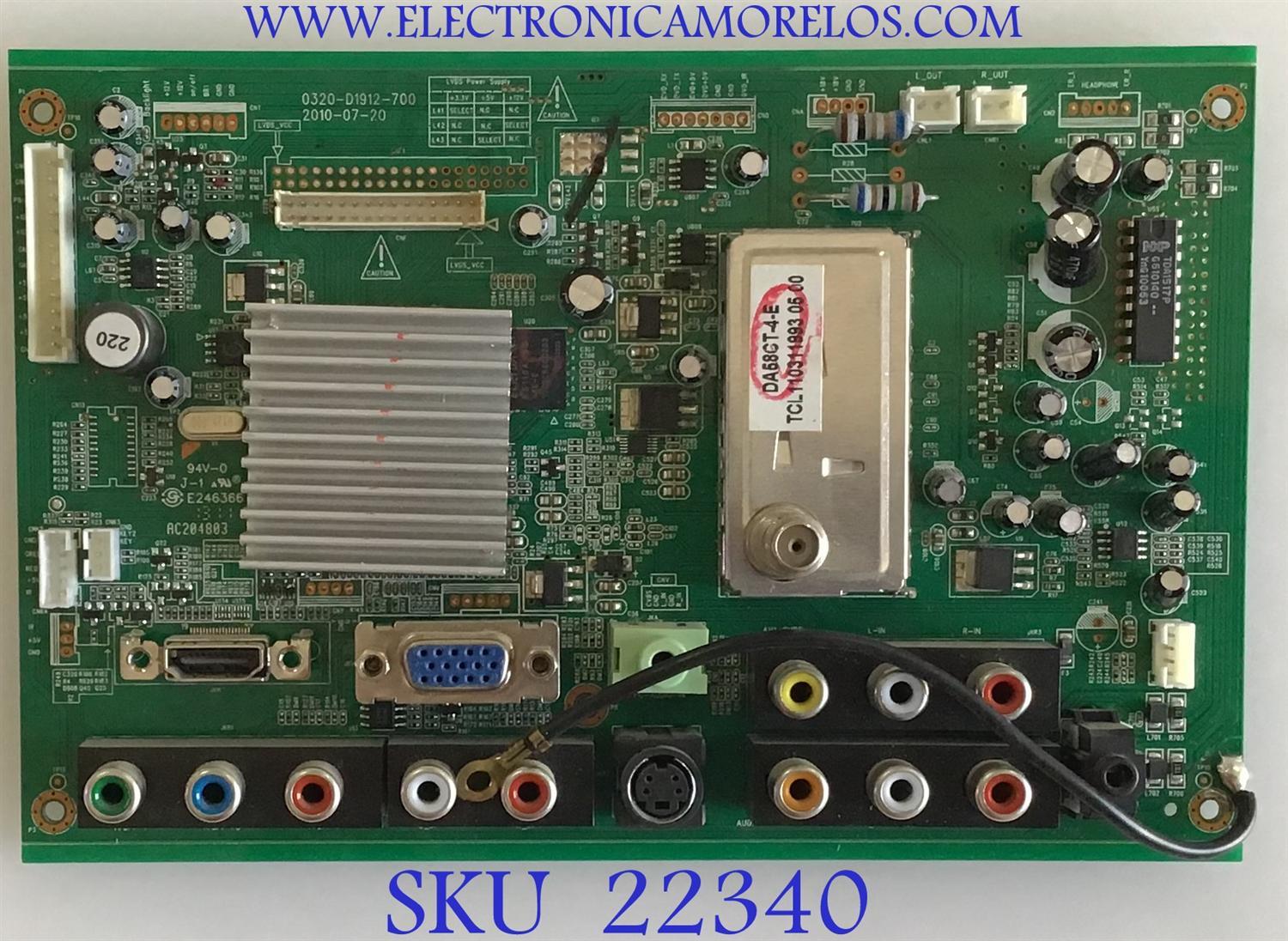 MAIN PARA TV. POLAROID / 0320-D1912-700 / AC204803 / PANEL CLAA215FA04 / MODELO TLAC-02255