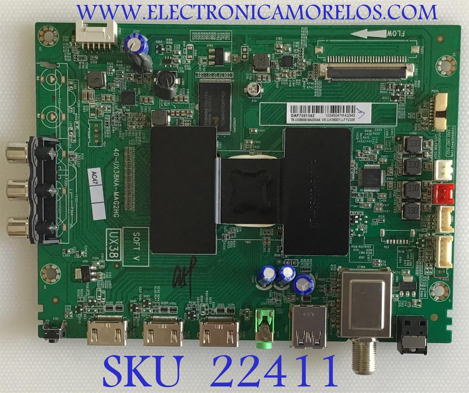 MAIN INSIGNIA / T8-UX38009-MA200AA / 40-UX38NA-MAG2HG / V8-UX38001-LF1V208 / PANEL LSC480HN10-B01 / MODELO NS-48DR510NA17