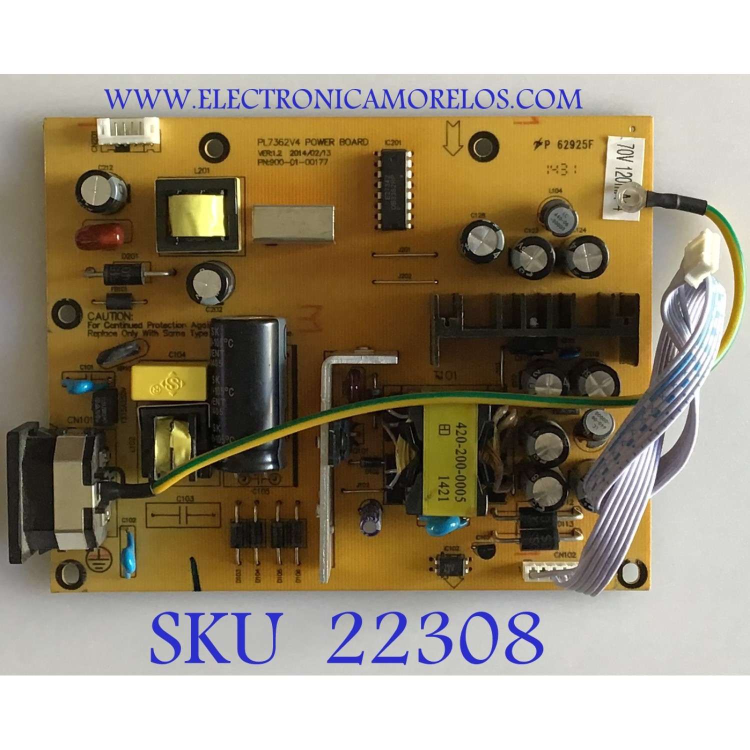 FUENTE DE PODER PARA MONITOR SCEPTRE / 44434N74801022 / 900-01-00177 / PL7362V4 / MODELO E275W-19208A