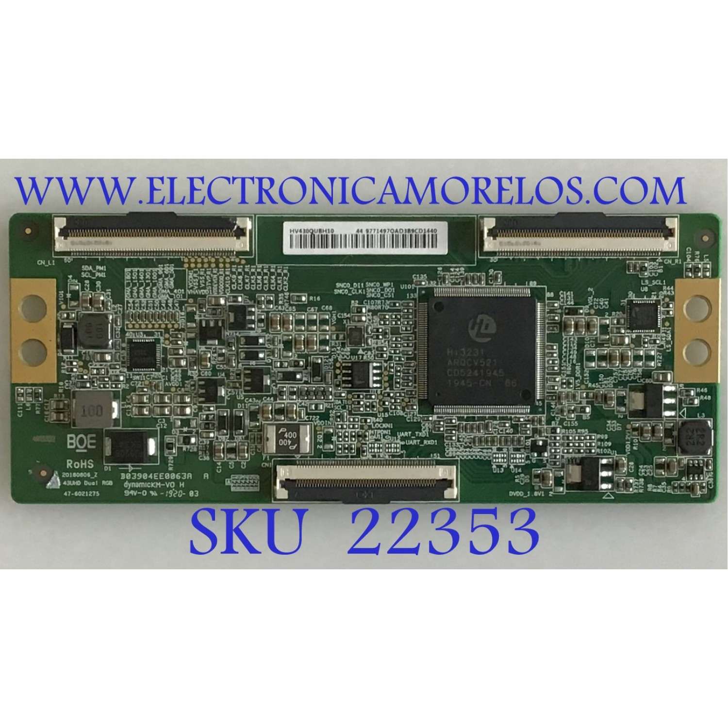 T-CON PARA TV VIZIO / DAEWOO / NUMERO DE PARTE 44-9771497O / HV430QUBH10 / 47-6021275 / 44-97714970 / 20180806_Z / DISPLAY HV430QUB-H10 / MODELOS U43A8500TN / V435-G0 / V435-G0 LAUFQE / V435-G0 LAUFQELV / V435-G0 LAUFQEKV / M437-G0 / M437-G0 / LAUFQW
