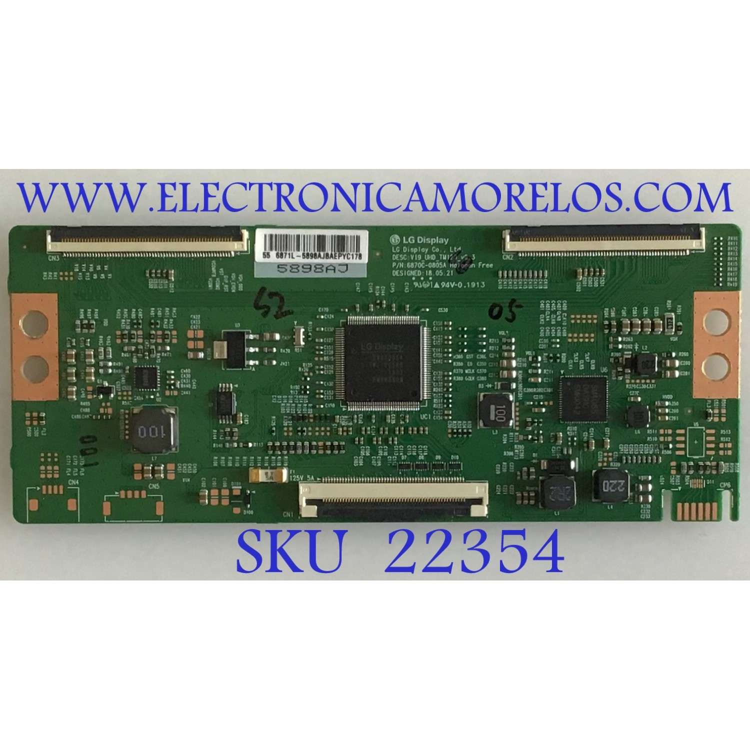 T-CON PARA TV DAEWOO / 6871L-5898A / V19_UHD_TM120_VO.3 / MODELO TW55R70F / K-LED55UHDSPK